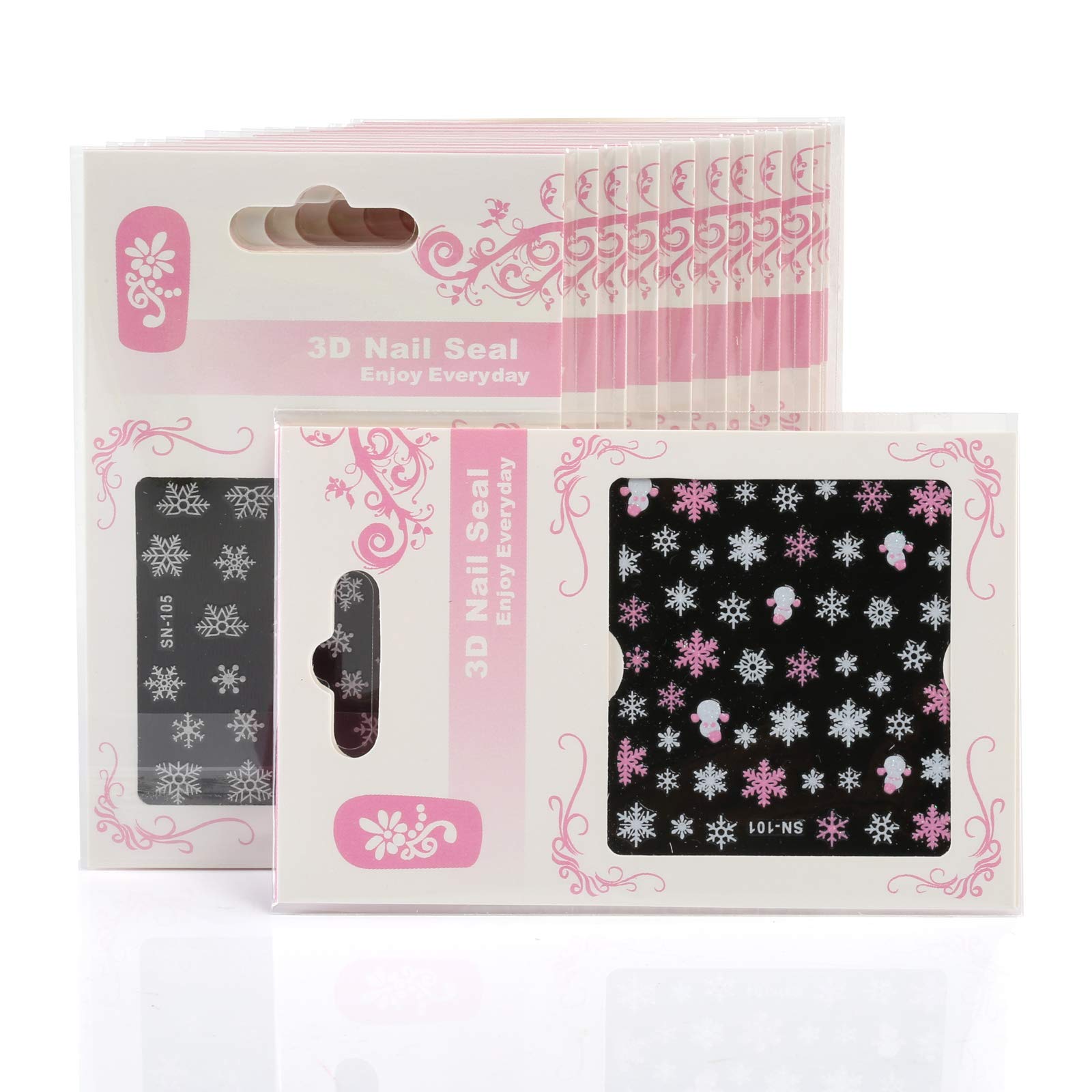 Naler 12 Sheets Nail Art Sticker, Christmas Snowflakes Angel Cupid Graphic Stickers Decals for Nail Toe Art Design Decoration Costume