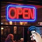 SUNLUMI Open Signs for business, 24" x 12" Ultra Bright LED Open Sign, 10 Flashing Modes and 10 Adjustable Brightness Levels,