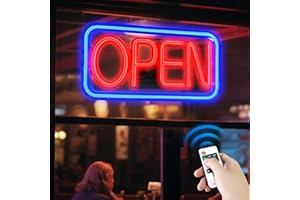 SUNLUMI Open Signs for business, 16" x 9" Ultra Bright LED Open Sign, 10 Flashing Modes and 10 Adjustable Brightness Levels, 