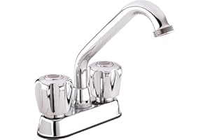 KEENEY Belanger 3040W Dual Handle Laundry Tub Faucet with Swivel Spout and Hose End for Utility Sink, Polished Chrome