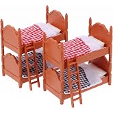 Veemoon 2 Packs Miniature Dollhouse Bunk Bed, 1: 12 Scale Furniture Bed | Mini Dollhouse Bedroom Accessories for Pretend Play, DIY Assembly, Safe PVC Material, Mirco Landscape Kit