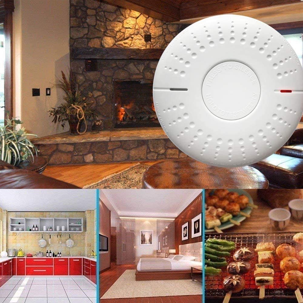 2 Pack Photoelectric Smoke Detector Sealed-in 10 Year Lithium Battery-Operated Fire Alarm - - 