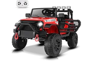 Hikole 24 Volt Ride on Toys for Boys, 24V Ride on Car with Remote Control for Big Kids, Powered Wheels Truck with Bluetooth MusicDual Steering Shock Suspension System Led Lights Safety Belt