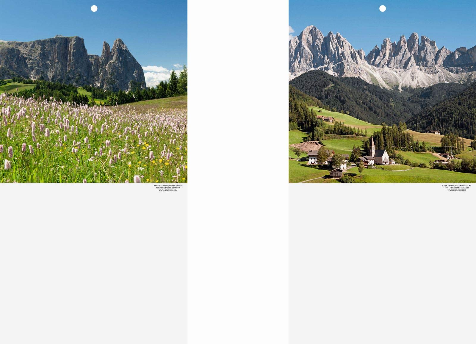 Brunnen 107034413 Calendar Back Wall Landscape Mountains for Day Tear-Off Calendar No. 13 180 x 330 mm