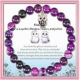 PARTNER Owl Inspirational Birthday Gifts for Women Best Friends Unique Gifts Natural Stone Beaded Bracelets for Women Agate Beaded Jewelry with Meaningful Message Card For Owl Lovers,Comes Packaged