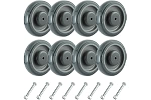 MYFULLY 5" Shopping Cart Replacement Wheels Kit 8 Pack, Polyurethane Stepped and Full Tread Face Caster Wheels with Screws, Double Ball Bearing TPU Silent Supermarket Wheels for Grocery (Grey)