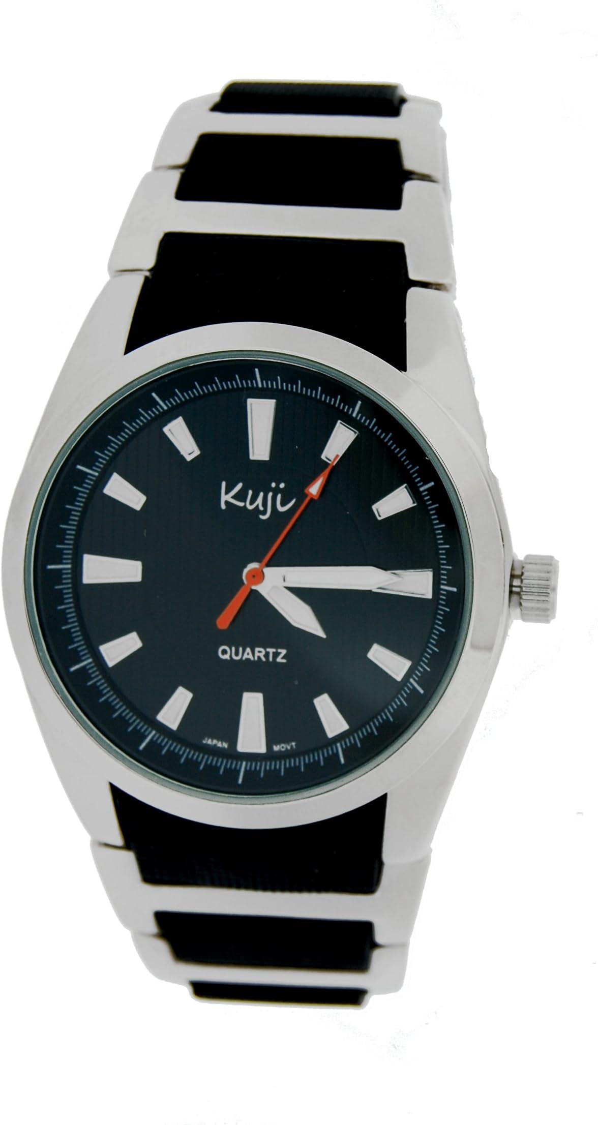kujj AT5057BLK Men's Silver Tone Sports Analog Watch