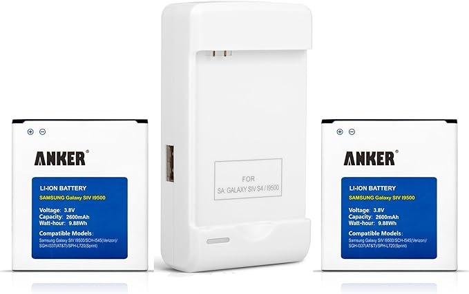 Anker 2 X 2600mah Li Ion Batteries For Samsung Galaxy S4 Gt I9500 Gt I9505 Not For Galaxy S4 Active With Nfc Google Wallet Anker Travel Charger 18 Month Warranty Amazon Co Uk Electronics