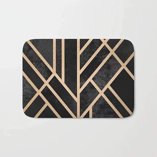 RQJOPE Badematte Fußabtreter Nordic Fußmatte Art Deco Schwarzer Teppich