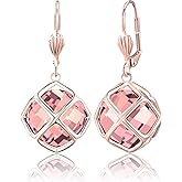 14MM Austrian Crystal Dangle Earrings for Women 14K Glod Jewelry