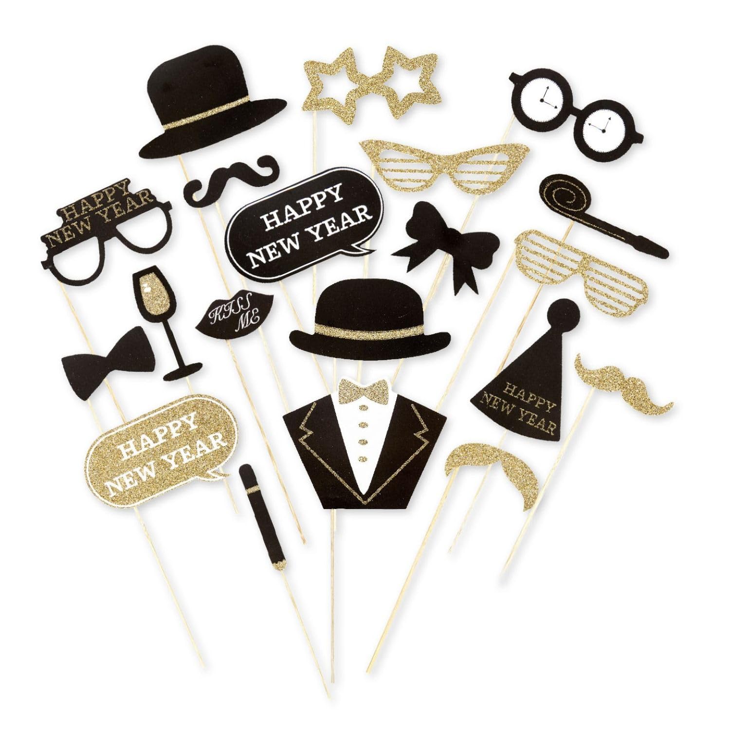 Photo Booth New Year's Eve Accessories 20 Pcs In Window Box