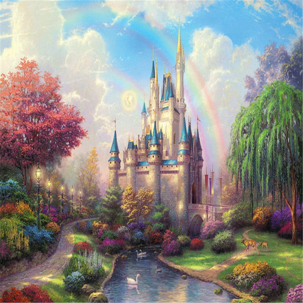 1,000 Piece Jigsaw Puzzle Rainbow Castle Landscape Jigsaw A Challenging & Cooperative Cardboard Puzzles Brain Challenge Puzzle for Kids Childrens Funny Toys Games