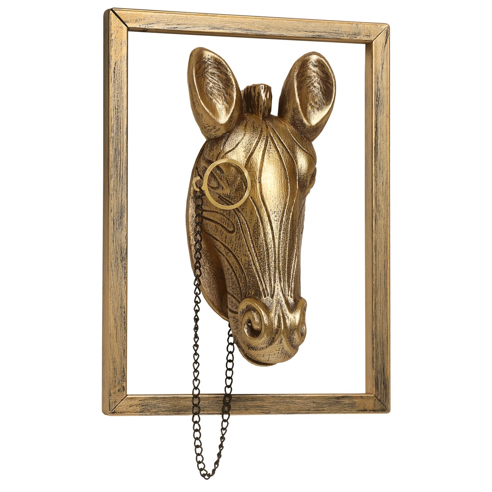 Photo 1 of ***DAMAGED - SEE NOTES/PICTURES*** Newinhome Animal Heads Wall Decoration (Gift Metal Frame) Resin Animals Sculptures Head Wall Hanging Decor Gold vintage Wall Sculpture for Living Room Bedroom Office(Zebra)
