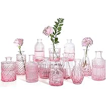 Amazon.com: TBWIND Valentine's Day Pink Glass Bud Vases Set of 12