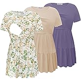 Bearsland Women’s Nursing Top 3pack Short Sleeve Scoop Neck Nursing Shirt Breastfeeding Shirts