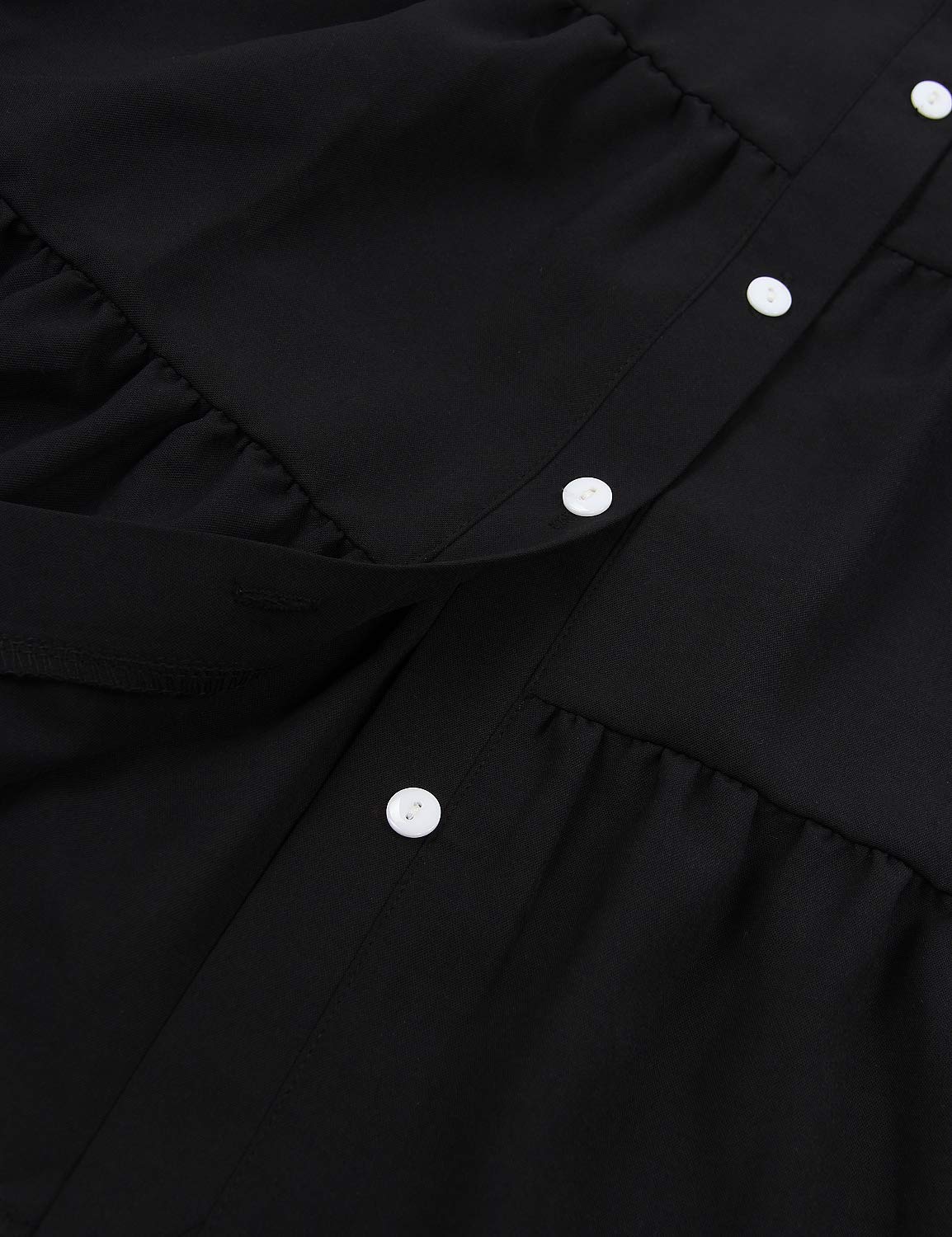 BMJL Women\'s Casual Button Down Shirt V Neck T Shirt Work Blouse Plus Size Tunic Tops(M,Black)