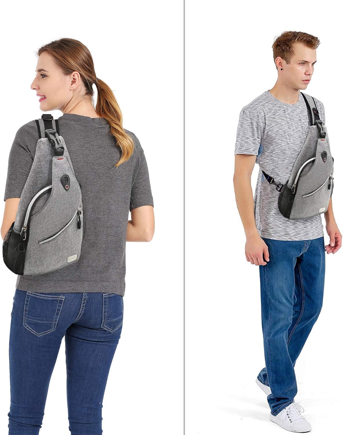 MOSISO Sling Backpack, Multipurpose Crossbody Shoulder Bag Travel Hiking Daypack, Gray : Sports & Outdoors