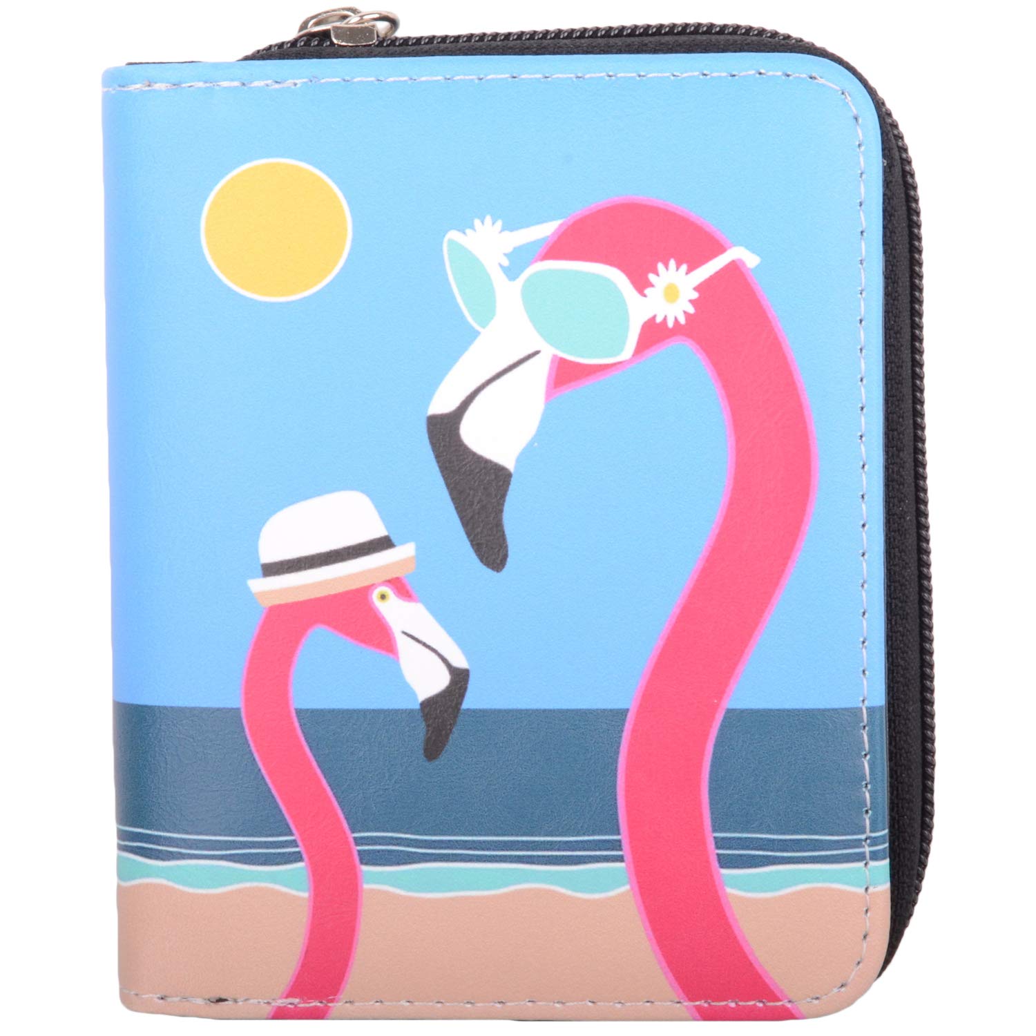 Valita Womens Small Faux Leather RFID Protected Money Credit Card Animal Purse - Flamingo