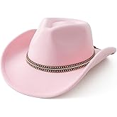 JOYEBUY Western Classic Cowboys Hat for Kids Girls Boy Glitter Buckle Short Wide Brim Cowgirls Hat