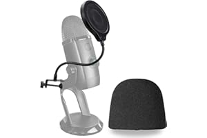 YOUSHARES Blue Yeti Mic Pop Filter with Foam Winscreen - 4 Inch 3 Layers Microphone Wind Pop Screen Mask Shield and Foam Wind