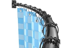 Hoachily Curved Shower Curtain Rod, Adjustable 45-72 Inches Curved Shower Rod, Rustproof Shower Curtain Rod, Never Fall Teles