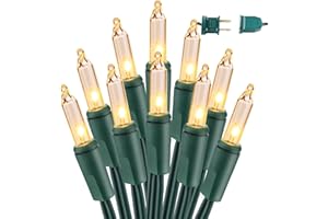 BrizLabs Clear Christmas Lights Outdoor 300 Count 69.6ft Incandescent Christmas Lights Connectable Warm White Light String UL Certified Xmas Mini Light Green Wire for Indoor Tree Holiday Party Decor