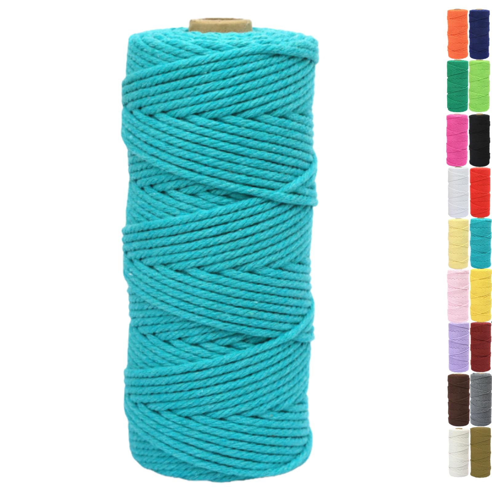 Binwat Natural Macrame Cotton Cord Twine String Colored Cotton Rope Yarn for DIY Crafts Knitting Plant Hangers Christmas Wedding Decor (Blue, 2mmx200m)