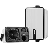 Inwa Upgraded Bluetooth Outdoor Speakers, IPX5 Waterproof Wall Mount Speaker, Powerful Bass, Wireless Sync Up to 100 Speakers, Indoor/Outdoor Sound System for Patio/Porch/Gazebo/Garage(MZ-632, 2 PCS)