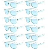 QYVEWY 10/12 Pack Bulk Adult Color Sunglasses Wholesale Retro Cheap 90s Clear Jelly Glasses