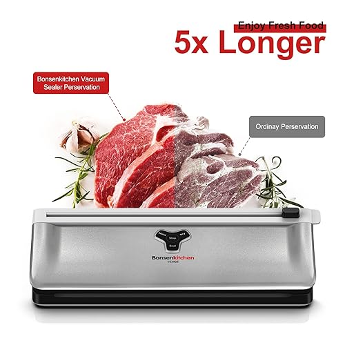 Bonsenkitchen Vacuum Sealer Machine Food Sealer, Compact Design