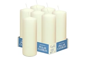 HYOOLA Ivory Pillar Candles 3x8 Inch - Unscented Pillar Candles - 6-Pack - European Made