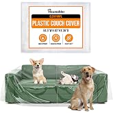Plastic Couch Cover, Plastic Couch Covers for Pets, Cats, 84.5x40 x 36 IN | Houseables Clear Sofa Protector for Moving, Loveseat Protector, Storage, Pets, Spills, Heavy Duty, Waterproof, Vinyl, Thick