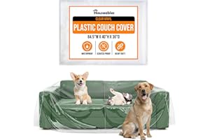 Houseables Plastic Couch Cover, Plastic Couch Covers for Pets, Clear Sofa Protector for Moving, Loveseat Protector, Cats, Storage, Pets, Spills, Heavy Duty, Waterproof, Vinyl, Thick, 84.5 x 40 x 36 in