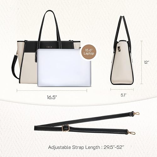 Missnine Tote Bag Canvas Laptop Bag inch Work Bags for Women Teacher  Bag Casual Computer Shoulder Purse f