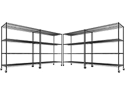 REIBII 55.5''W Heavy Duty Metal Shelves with Wheels