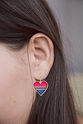 Bisexual Pride Heart Shape Dangle Earrings Gay