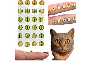 OJITOS ADHESIVOS 3D 3D Resin Cat Eyes – 7 mm Self-Adhesive Cabochon Set 307-7 (24 pcs, 12 Pairs) – for Polymer Clay, Dolls, Slime, Amigurumi, Cold Porcelain, Felt, Scrapbooking & Miniature DIY Crafts