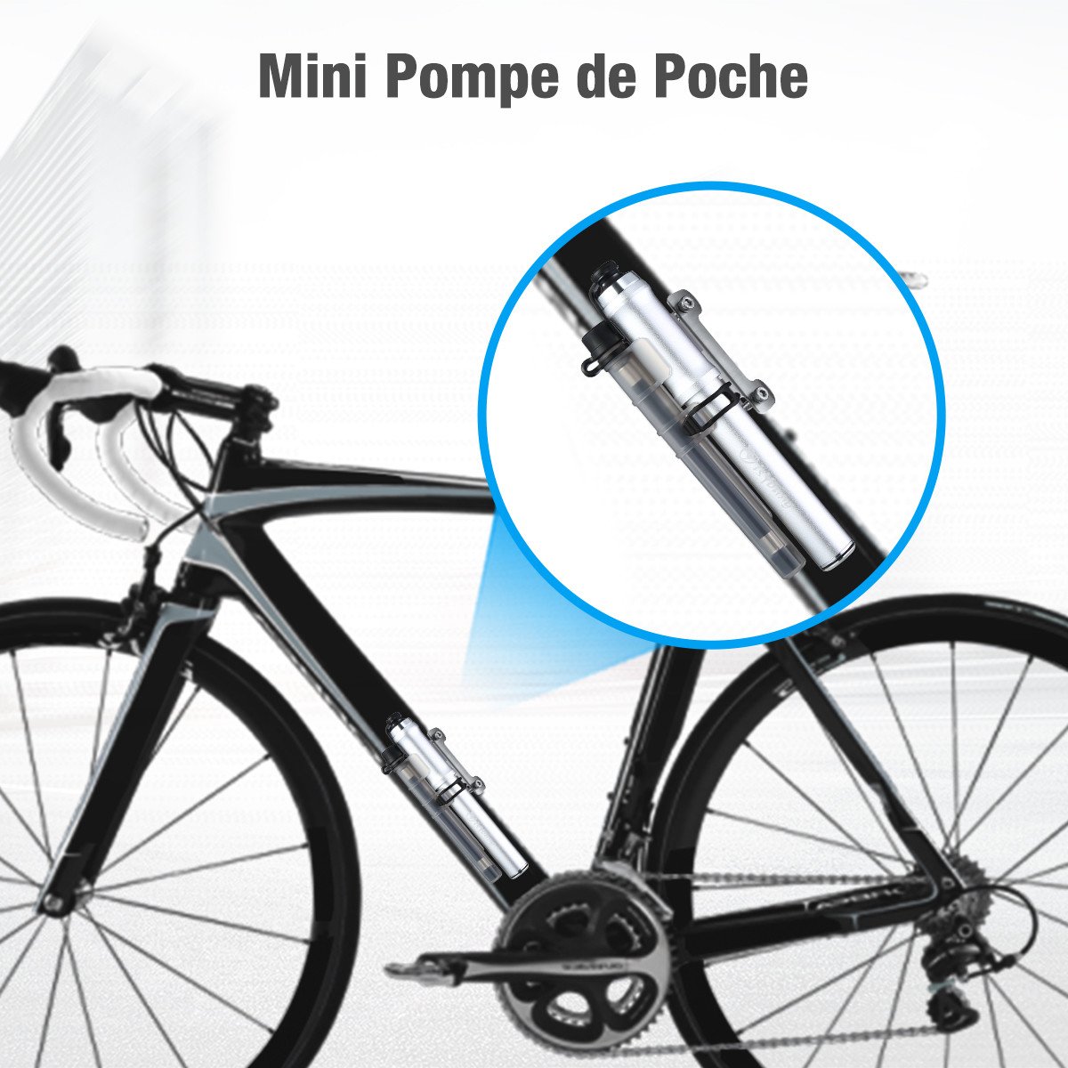 isYoung Pompe à Vélo Mini Pompe à Main Rétractile en Alliage d\'aluminium Portable pour Presta et Schrader Valve avec Support de Fixation Noir