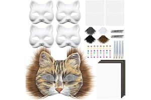 THERIANMASK DIY Therian Mask Kit White Cat Masks to Paint Furry Animal Mask Therian Gear Stuff for Halloween Masquerade Cosplay Party