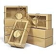 30 Pieces Kraft Paper Cardboard Boxes, 6.5x 3.5x 2 Inches Small Gift Boxes with Window, Homemade Soap Box with Blank Tags and Jute String, Party Favors Crafts Boxes