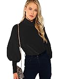ROMWE Women's Casual High Neck Pullover Tops Long Sleeve Sweatshirt