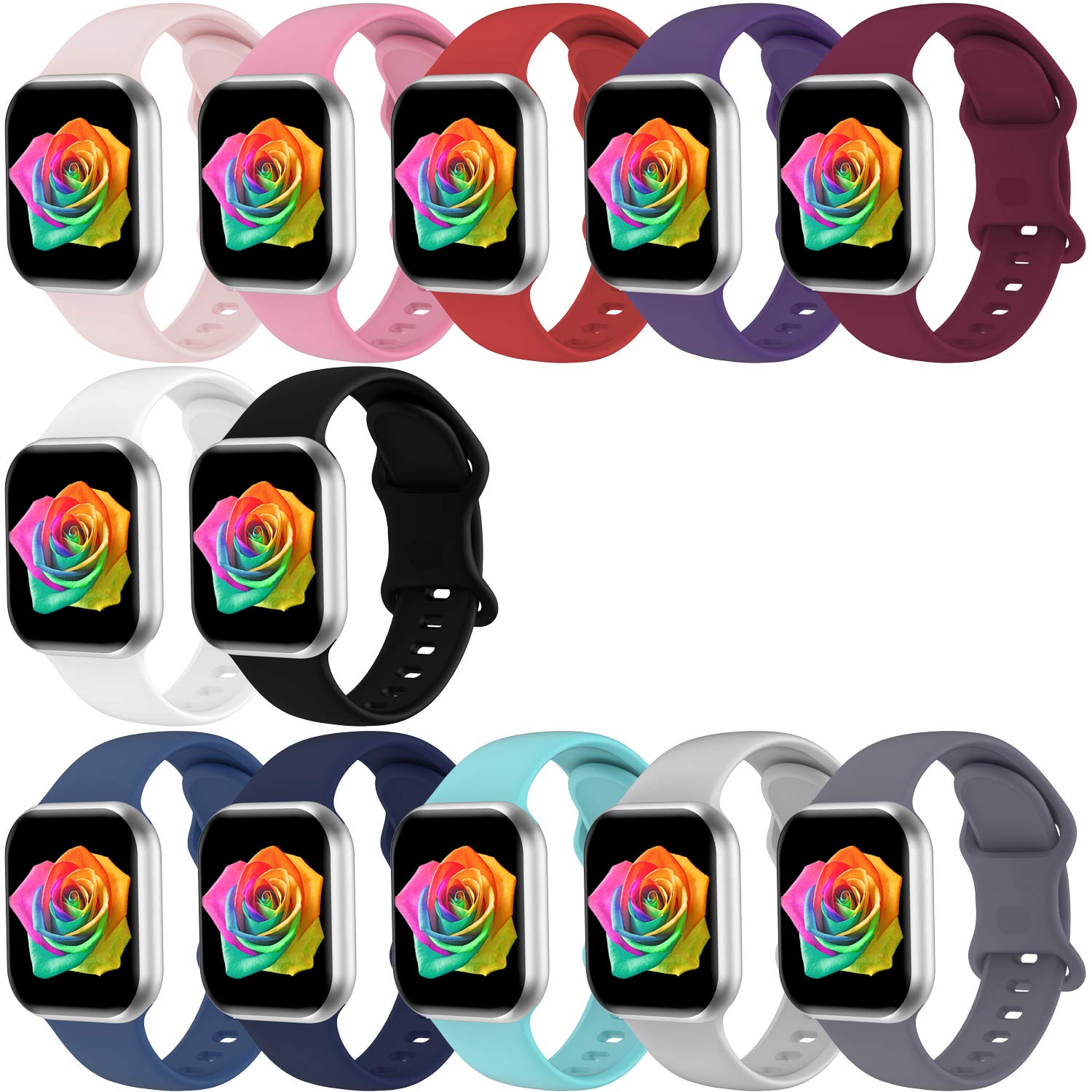Bravely klimbing Compatible with App le Watch Band Series 3 38mm Series 6 40mm iWatch Bands 42mm 44mm Women Men, Soft Silicone Sport Replacement Strap Compatible for iWatch Series 6 5 4 3 2 1