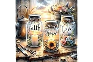 GXGLLPZBY Paint by Number Canvas Kit for Adults- DIY Beginner Easy Paint by Number Kits Faith, Hope, Love Wishing Bottle, Oil Paint by Color Acrylic Painting Home Wall Decor 16x16inch