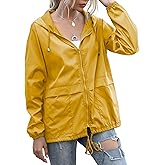 JMinger Women's Raincoats Lightweight Waterproof Windproof Adjustable Windbreaker Rain Jackets Hooded with Pockets S-XXL