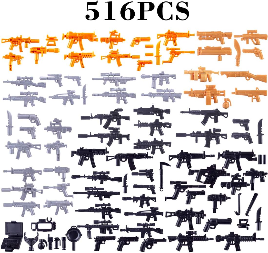 LoKauf 516Pcs Custom Weapons for Minifigures Military Figures SWAT Team Soldier Police Figures Set