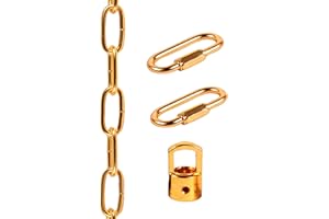 TLLAMP Lighting Pendant Chain, Heavy Duty Chain for Light Fixture, Mirror or Picture Suspension Chain in Antique Brass Finish, Multiple Specifications (Dark Gold,12)