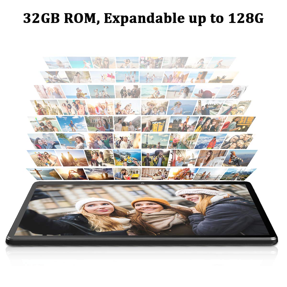 Tablet 10.1 inch Android Tablet, Quad-Core Processor 32GB Storage, Dual Camera, Sim Card Slot, WiFi, Bluetooth, GPS, 128GB Expand and 3G Phone Call Support, IPS Full HD Display (Black)