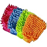 Aeroway Chenille Microfiber Premium Scratch-Free Car Wash Mitt - Double Sided, 4 Pack, 4 Color,Regular Size