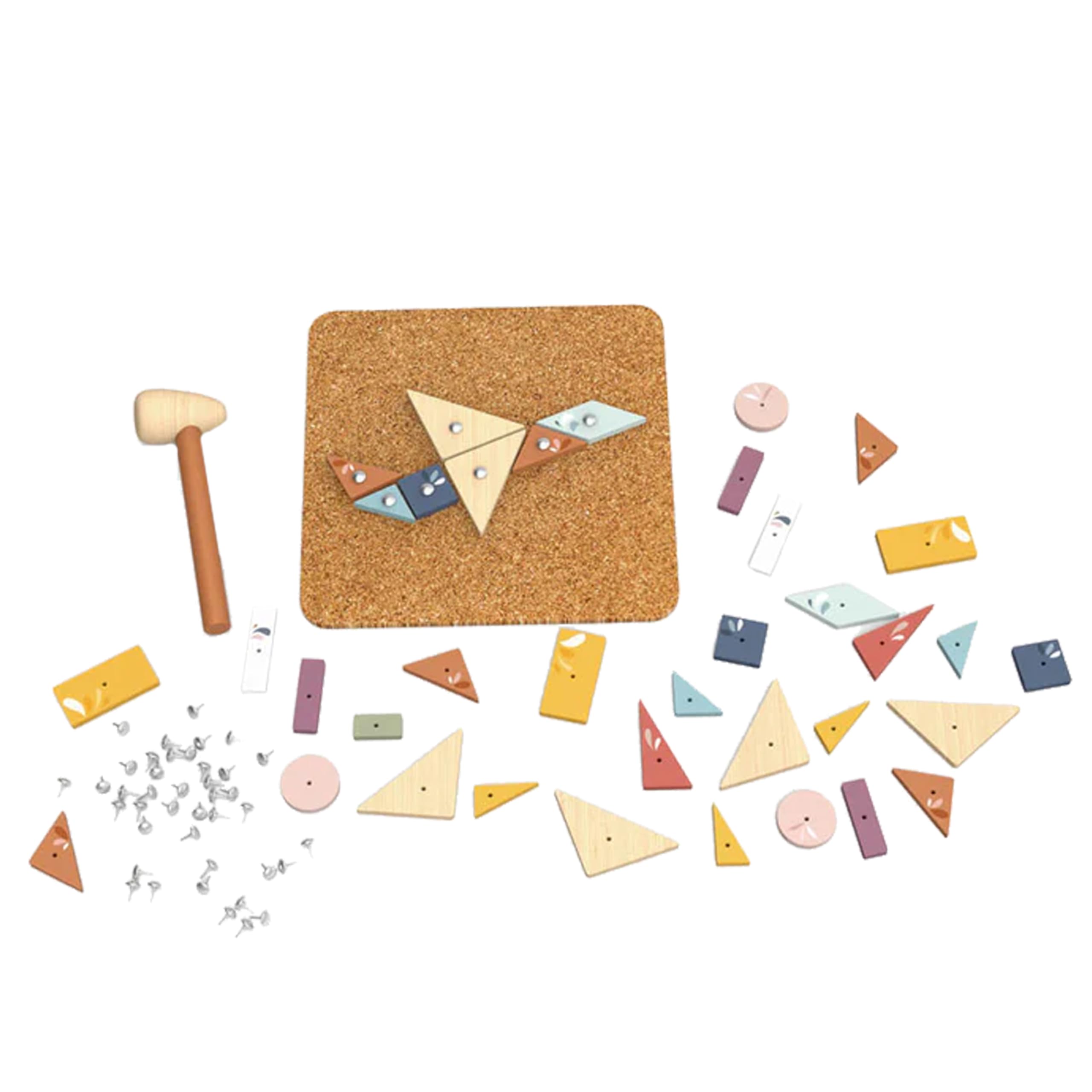 SPEEDY MONKEY Hammer & Nail Game for Kids 36m+ | Wooden Corkboard Pounding & Hammering Toy with Flash Cards | Fine Motor & Imaginative Play Activity | Construction Tool Playset for Girls & Boys