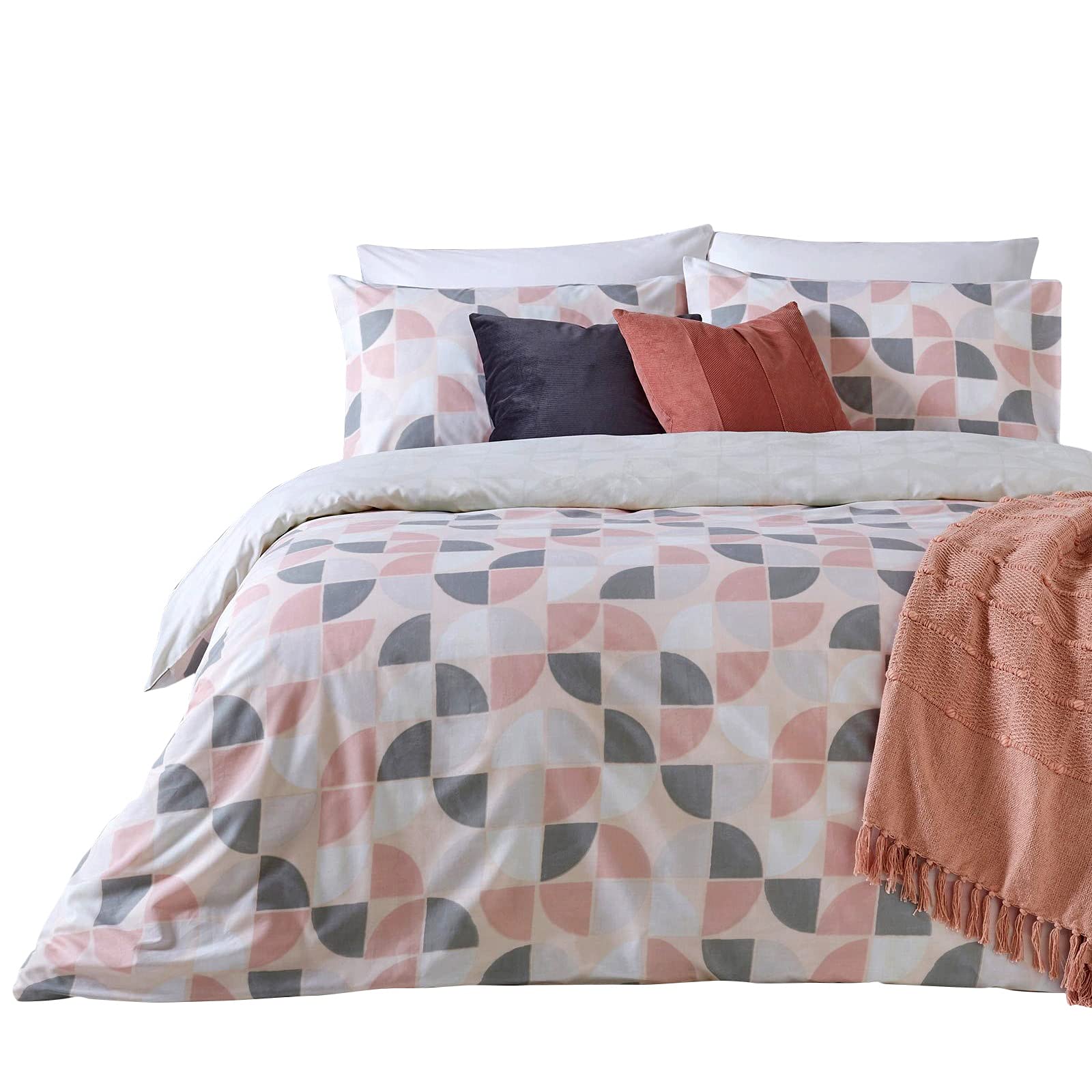 furn. Luna Duvet Cover Set, Polycotton, Pink, Double